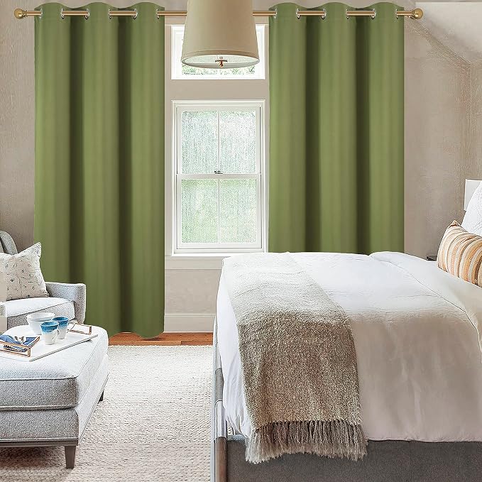 Diraysid Olive Green Grommet Blackout Curtains - Image 6