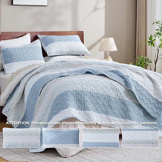 King Size Quilt Set Misty Blue - Image 3