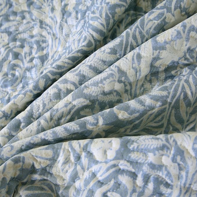 DURLENGEN Quilt Set Queen Size 3Pcs, Bluish Grey Printed - Image 4