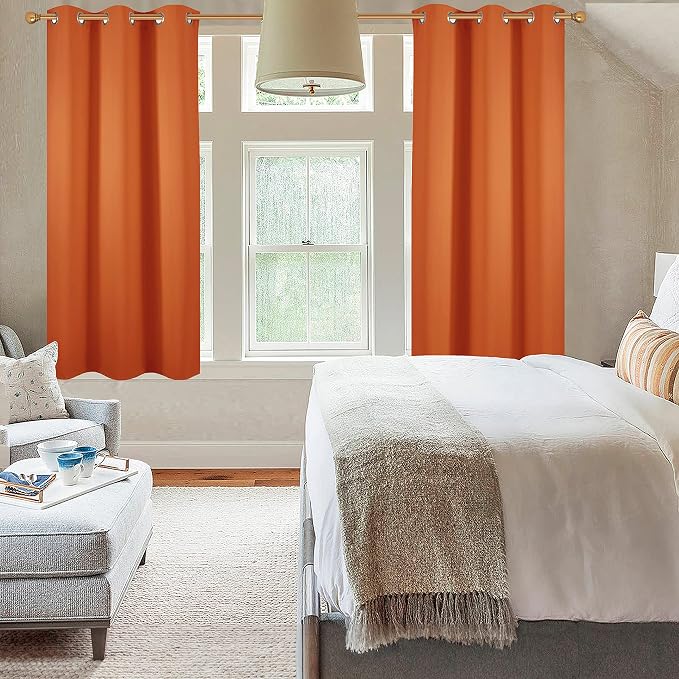 Diraysid Orange Grommet Blackout Curtains - Image 6