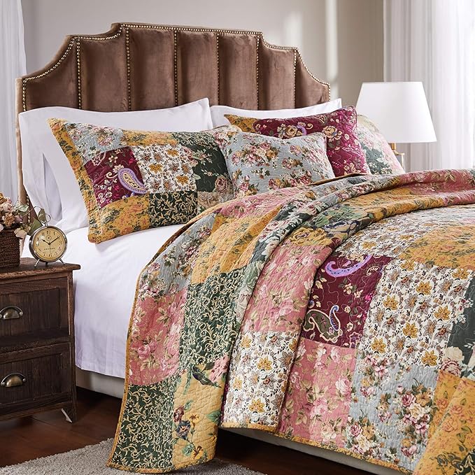 Greenland Home Antique Chic Authentic Patchwork Cotton Quilt Set, 3-Piece - Image 9