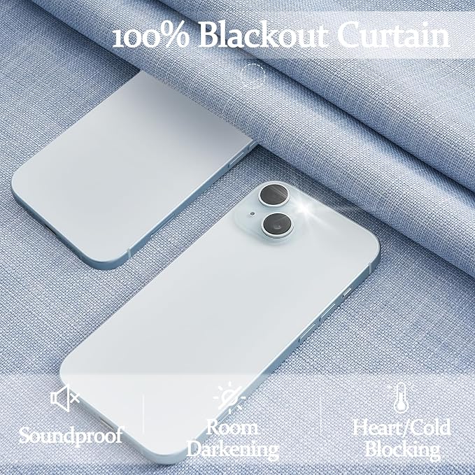 Custom Pale Blue 102 Inch Blackout Curtains - Image 3