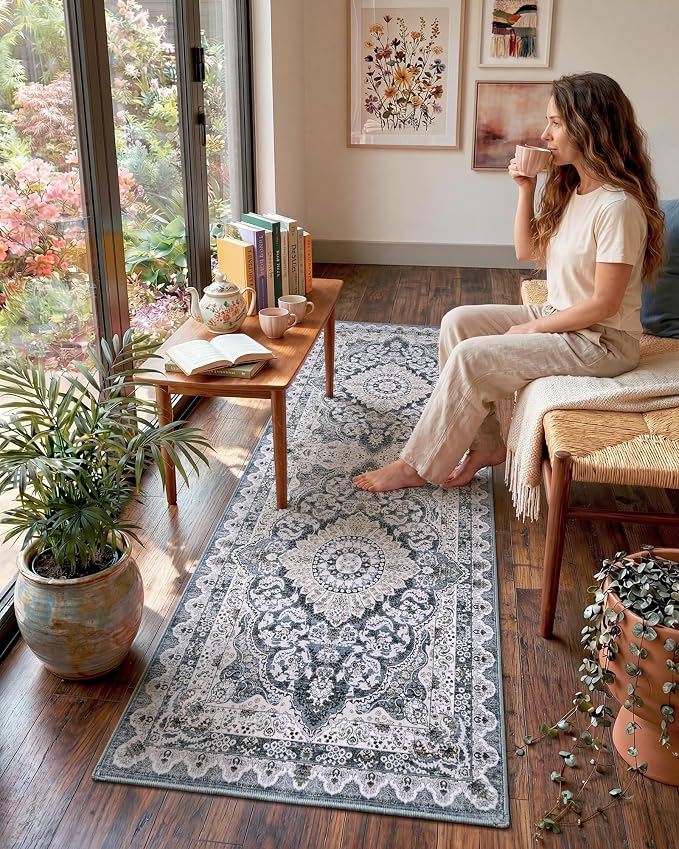 Macgace Washable Vintage Area Rug - Image 3