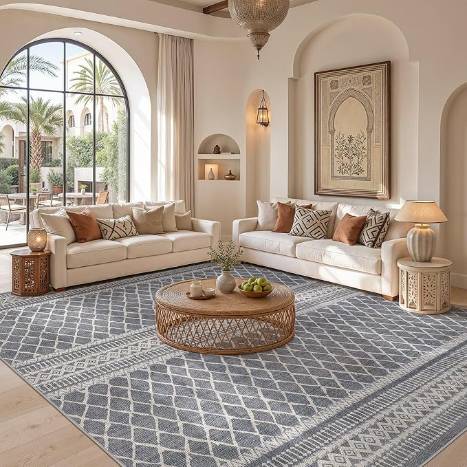 cotiled 6x9 Area Rugs for Living Room: Boho Washable Rug for Dining Room | - Image 6