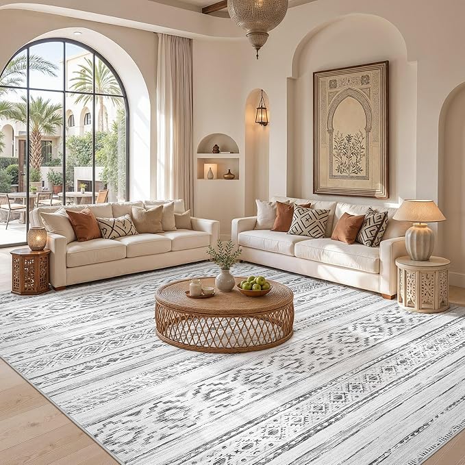 cotiled Boho 10x12 Area Rug for Living Room: Large Moroccan Washable Rug | - Image 5