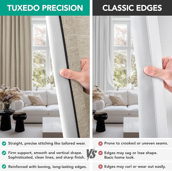 Deconovo Faux Linen 100% Blackout Curtains - Image 5