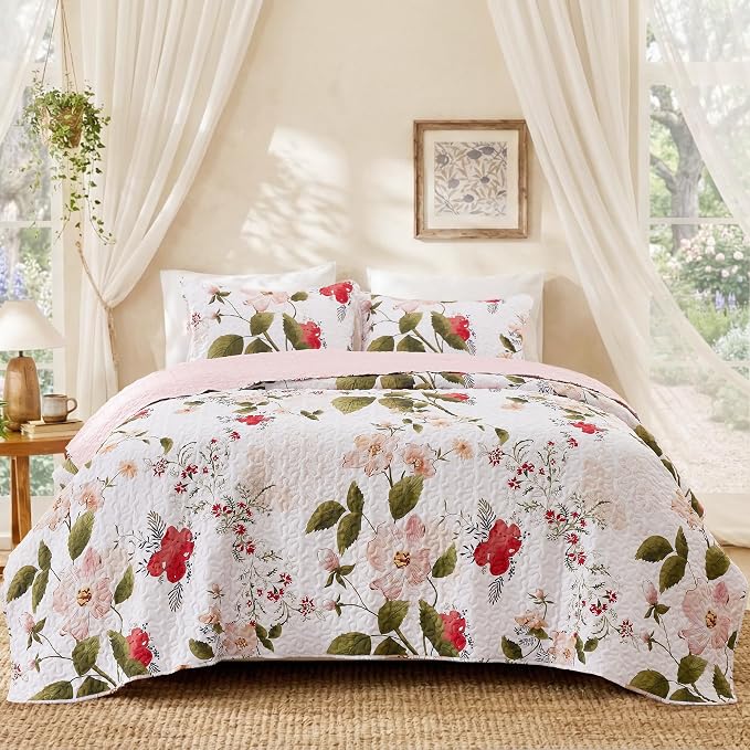EXQ Home Printed Quilt Set Full Queen Size Monet Graden Bedspread Set | Bedding by EXQHomeTexitleCoLtd