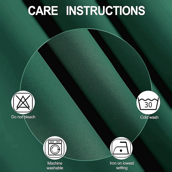 100% Blackout Curtains 40 x 63 Inch/Green Curtains 2 Panels - Image 5