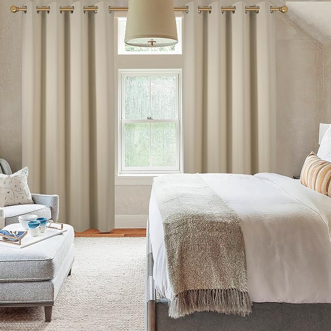 Diraysid Beige Grommet Blackout Curtains - Image 4