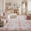 Pink 8x10 Area Rug for Living Room Soft Checkered Shag Carpet | Machine Washable by PureCozy