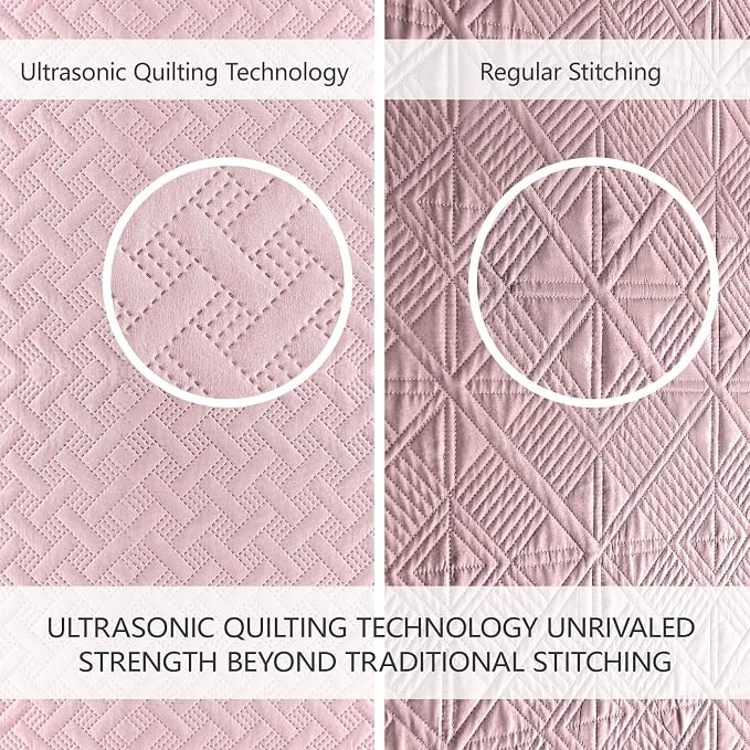 FLYMME Oversized King/California King Quilt Set 118"x106", Pure Pink 3-Piece - Image 3