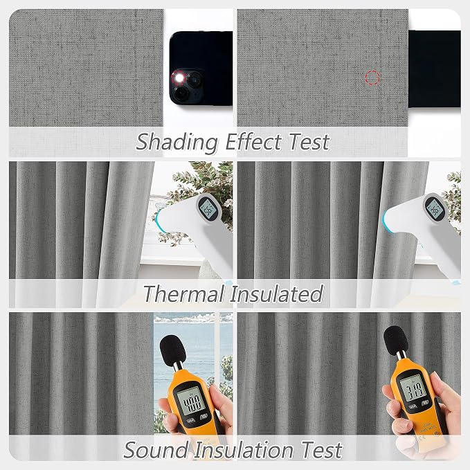 100% Blackout Linen Curtains 120 Inch Length 2 Panels Set - Image 5