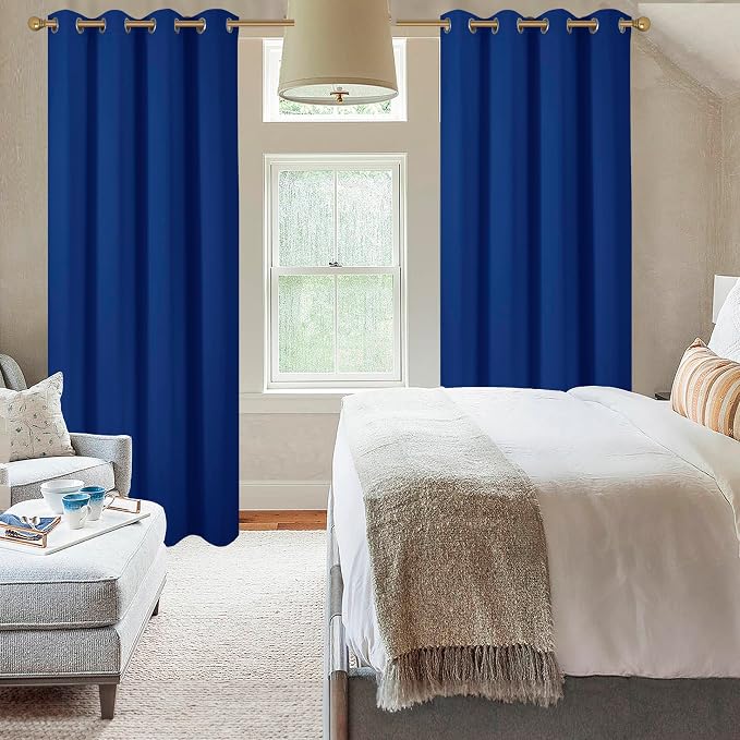 Diraysid Royal Blue Grommet Blackout Curtains - Image 7