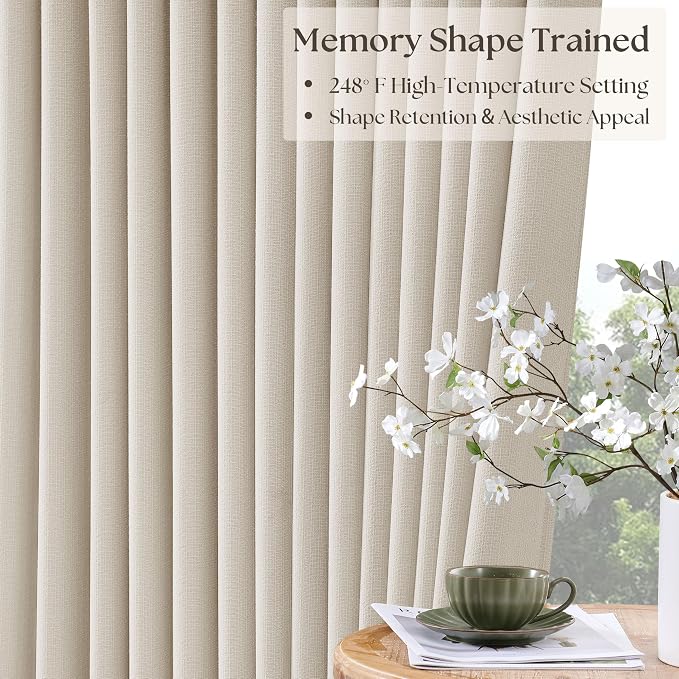 Natural Pinch Pleat Extra Long 120 Inch Blackout Curtains - Image 4