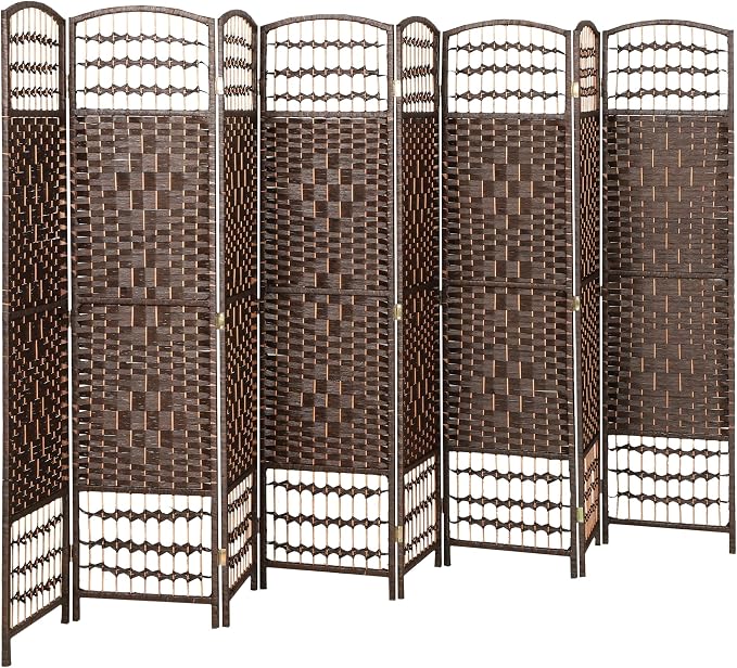 HOMCOM 8 Panel Room Divider, Folding Privacy Screen, Wave Fiber Freestanding by HOMCOM