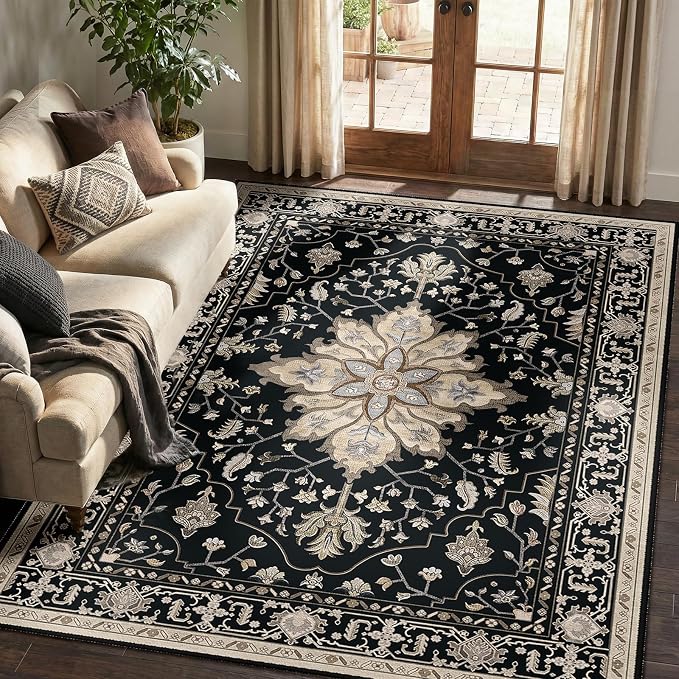 RELEANY Washable Area Rug, Water Repellent, Pet Friendly, Vintage Floral Boho - Image 9