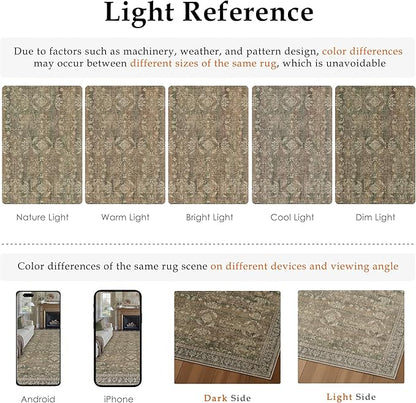 2x12 Brown Area Rug Runners for Hallways Washable Vintage Distressed Carpet Low Pile Non Slip Indoor Retro Soft Long Accent Rug Bedroom Kitchen Bathroom Laundry Dining Living Room