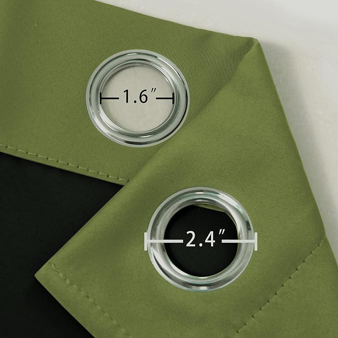 100% Blackout Curtains 52 x 63 Inch/Olive Green Curtains 2 Panels - Image 6
