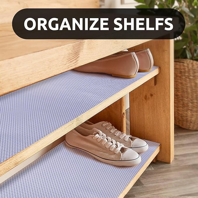 RAY STAR 18X96 Inch Shelf Liner for Kitchen Cabinets, Non-Adhesive Cabinet Liner Washable, PVC Drawer Liner for Dresser Non-Slip Bathroom (Blue Circle)(1 Roll)