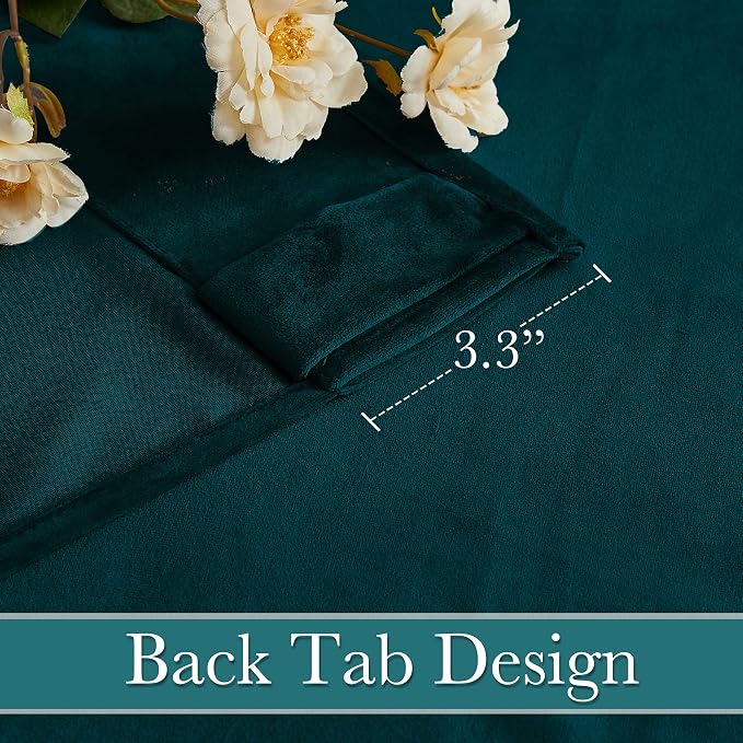 RYB HOME Teal Velvet Blackout Curtains 96 inches - Image 4