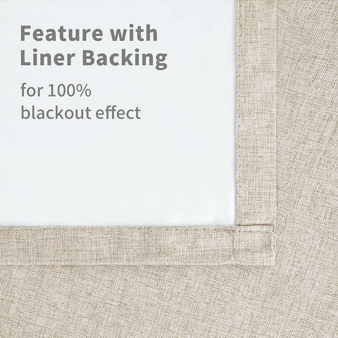 YoungsTex Oatmeal Linen 100% Blackout Curtains 78 Inch Length - Image 9
