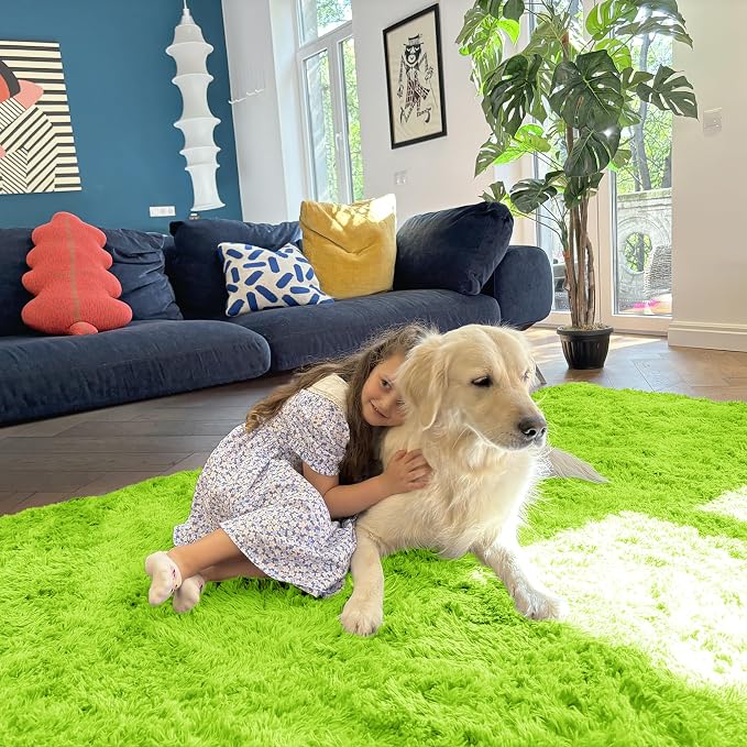OLANLY Area Rugs for Living Room Bedroom, Machine Washable 4x5.9 ft Soft Fluffy - Image 6