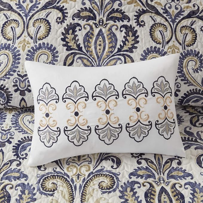 Madison Park Quilt Traditional Damask Design All Season, Lightweight Coverlet - Image 14