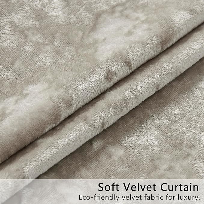 SMILETIME Ivory White Crushed Velvet Curtains 52x96inch Rod Pocket Luxurious Thermal Insulated Soundproof Drapes Soft and Durable Light-Filtering Window Treatments for Living Room Bedroom, 2 Panels