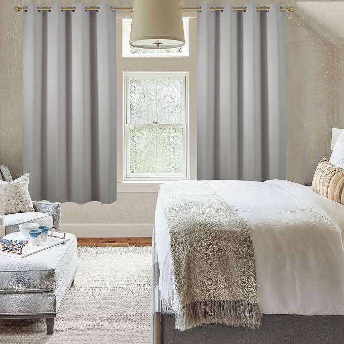 Diraysid Light Grey Grommet Blackout Curtains - Image 7