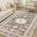 cotiled 6x9 Area Rug for Living Room, Traditional, Dark Brown | Soft Distressed by COTILED