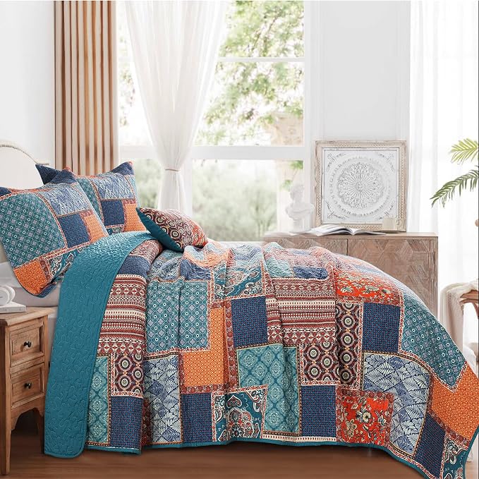 BEDIFANY Farmhouse King Size Quilt Sets, 100% Cotton Cover Bedspread King | - Image 3