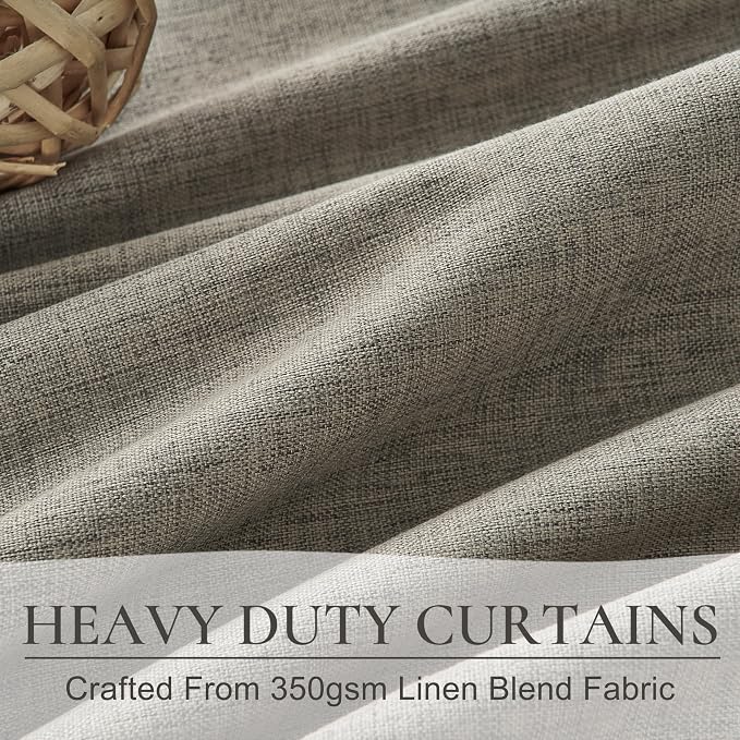 Grey Green Blackout Linen Curtains 84 Inches Long - Image 4