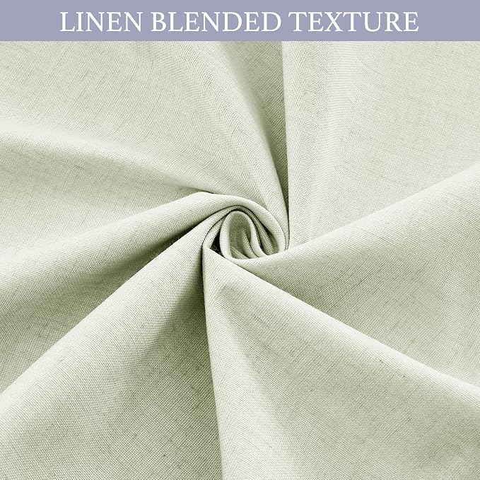 RYB HOME Natural Linen Textured French Door Window Curtains 100% Blackout | - Image 6