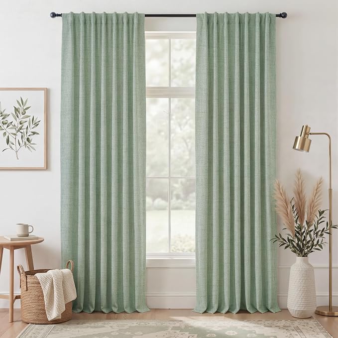 RYB HOME Sage Green 100% Blackout Curtains 96 Inch Long by RYBHOME