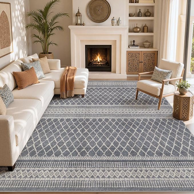 cotiled Boho 10x14 Area Rug for Living Room: Large Moroccan Washable Rug | by COTILED
