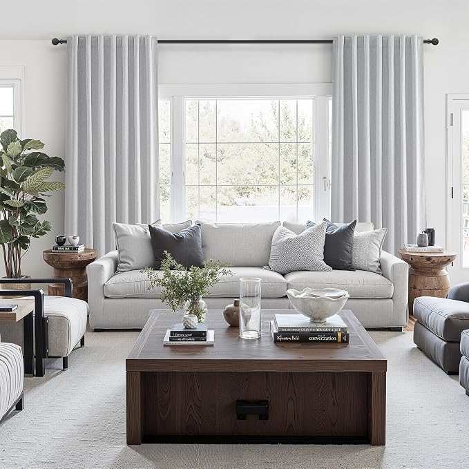 Light Grey Blackout Curtains 96 Inch Length 2 Panels Set - Image 7