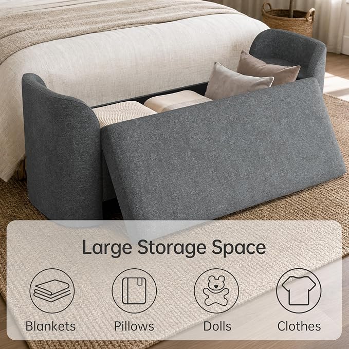 Usaint 58.3" Upholstered Storage Ottoman Bench - Image 5