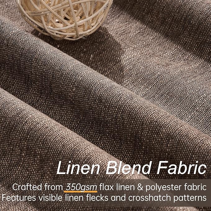Topfinel Dark Brown 100% Blackout Linen Living Room Bedroom Curtains 84 Inch - Image 2