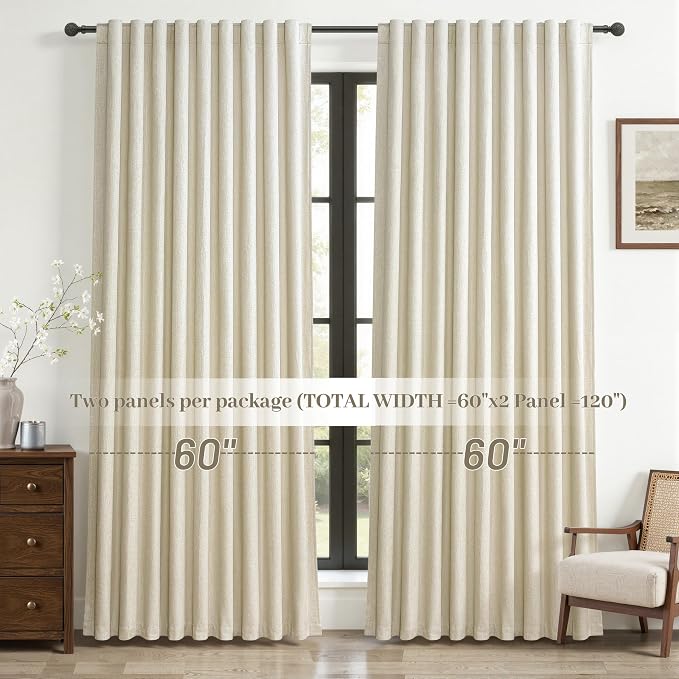 Cute Blackout Curtains 60 Inches Extra Wide Linen 96 Inch Length - Image 8