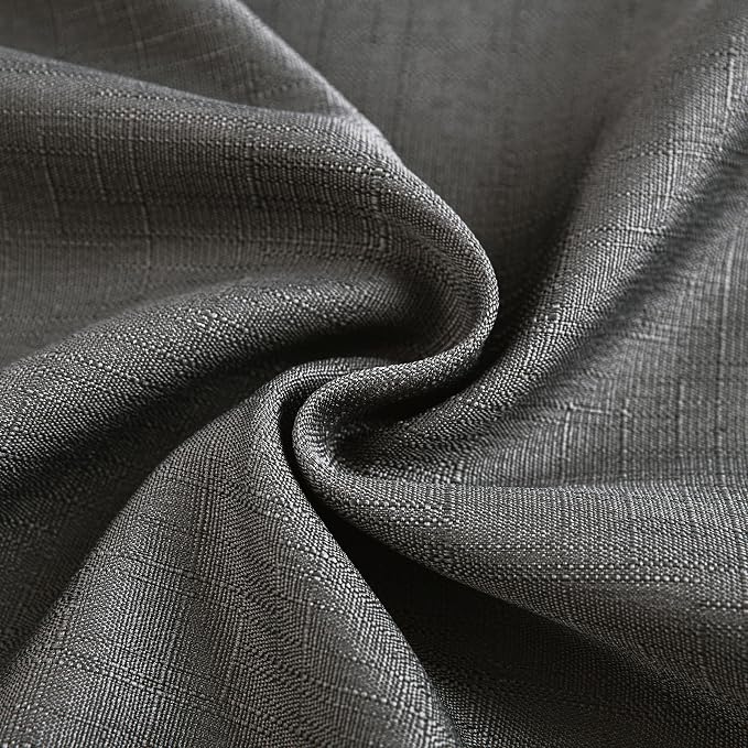 Diraysid 100% Blackout Curtains Dark Grey Linen Curtains - Image 4