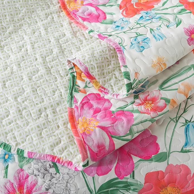 Floral Quilt Bedding Set, Ultra Soft Reversible King Size Quilt Set - Image 5