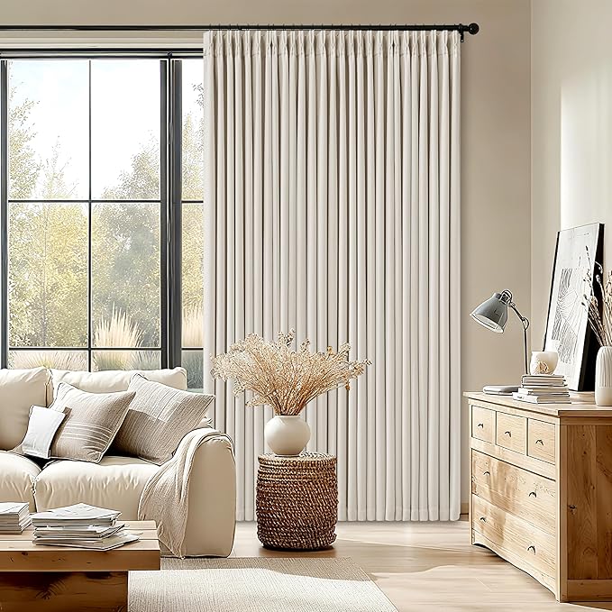 92 Inch Long Pinch Pleated Blackout Curtains Natural - Image 9