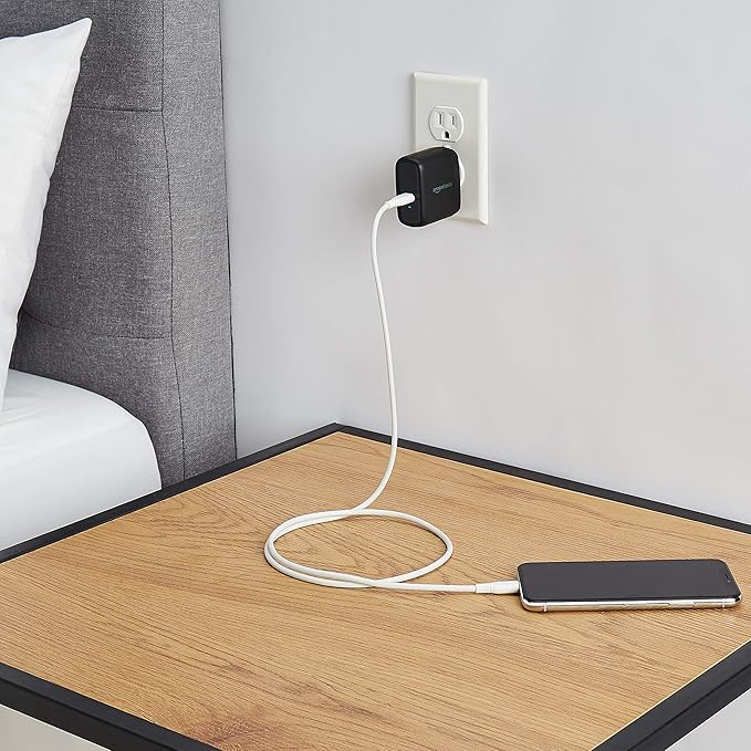 Amazon Basics 65W One-Port GaN USB-C Wall Charger with Power Delivery PD, Foldable Plug, for Laptops, Tablets & Phones, Black