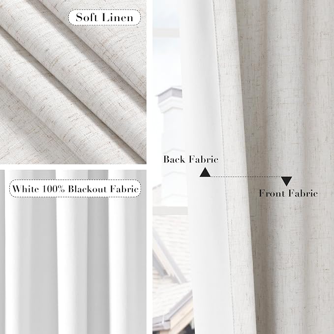 Joywell 100% Blackout Linen Curtains 102 Inch - Image 5