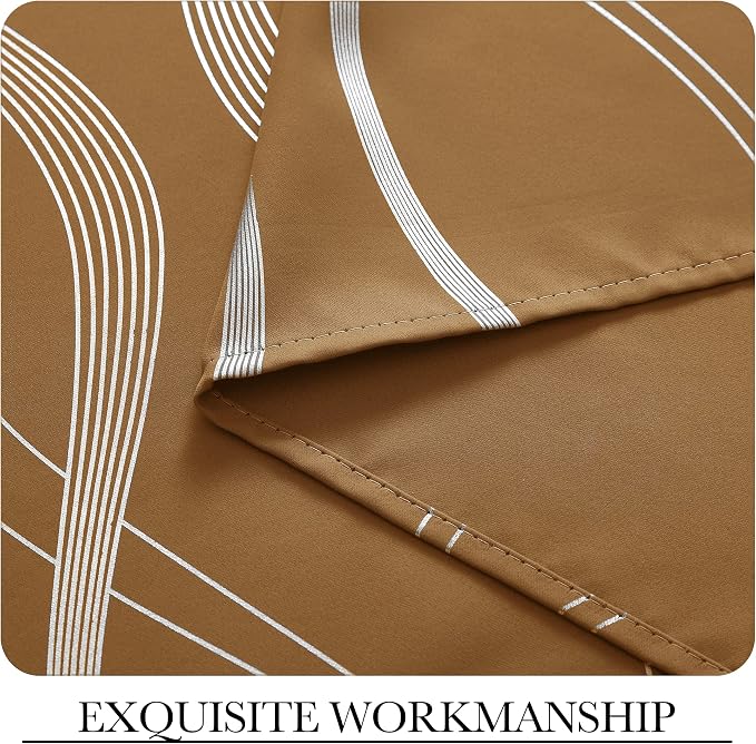 NICETOWN Blackout Gold Brown Kitchen Curtain 72 inch Long, Home Decoration Wave - Image 6