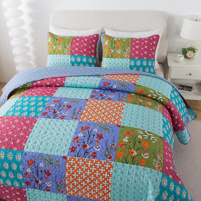 SLPR - All is Bright Colorful Patchwork Quilt Set, Twin - Image 4