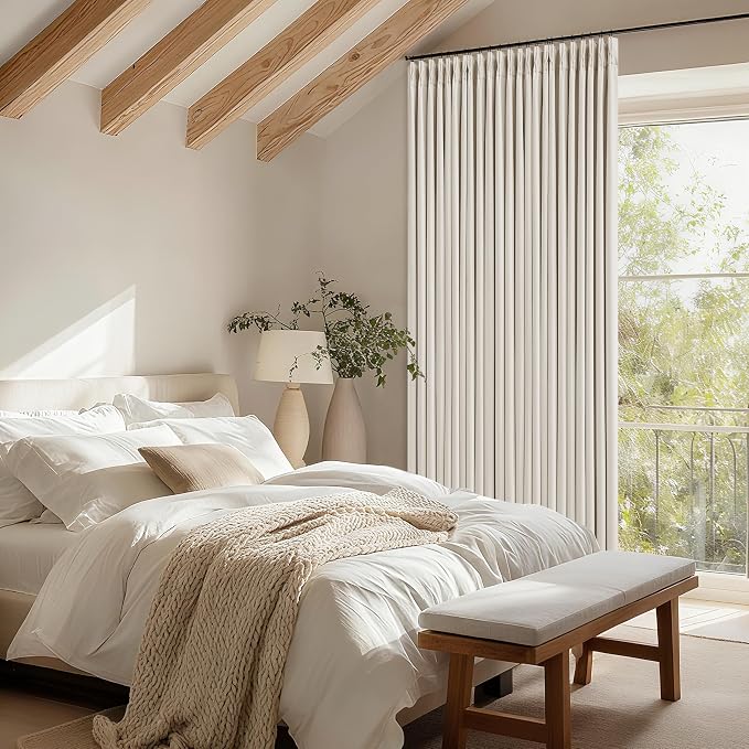 Natural Pinch Pleated Blackout 102 Inch Curtains 70 Inch Wide Dual Layer | 100% - Image 9