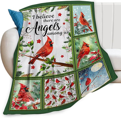 Cardinal Throw Blanket Red Birds Blankets Gifts for Couch Sofa Bed Stuff Decor Lightweight Cozy Fleece Plush Warm Flannel Bedding for Lover Men Women Adults 60"x80"