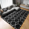 Area Rugs for Living Room Bedroom, 5x8 Fluffy Black and White Rug, Geometric by ONASAR