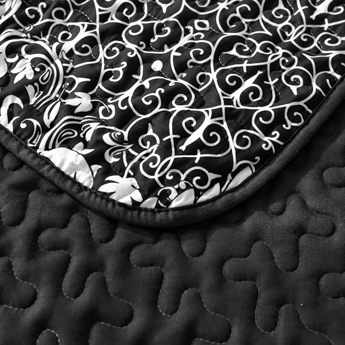 DJY Damask Quilt Set Queen Size, Boho Lightweight Bedding Set 3 Pcs, All Season - Image 8